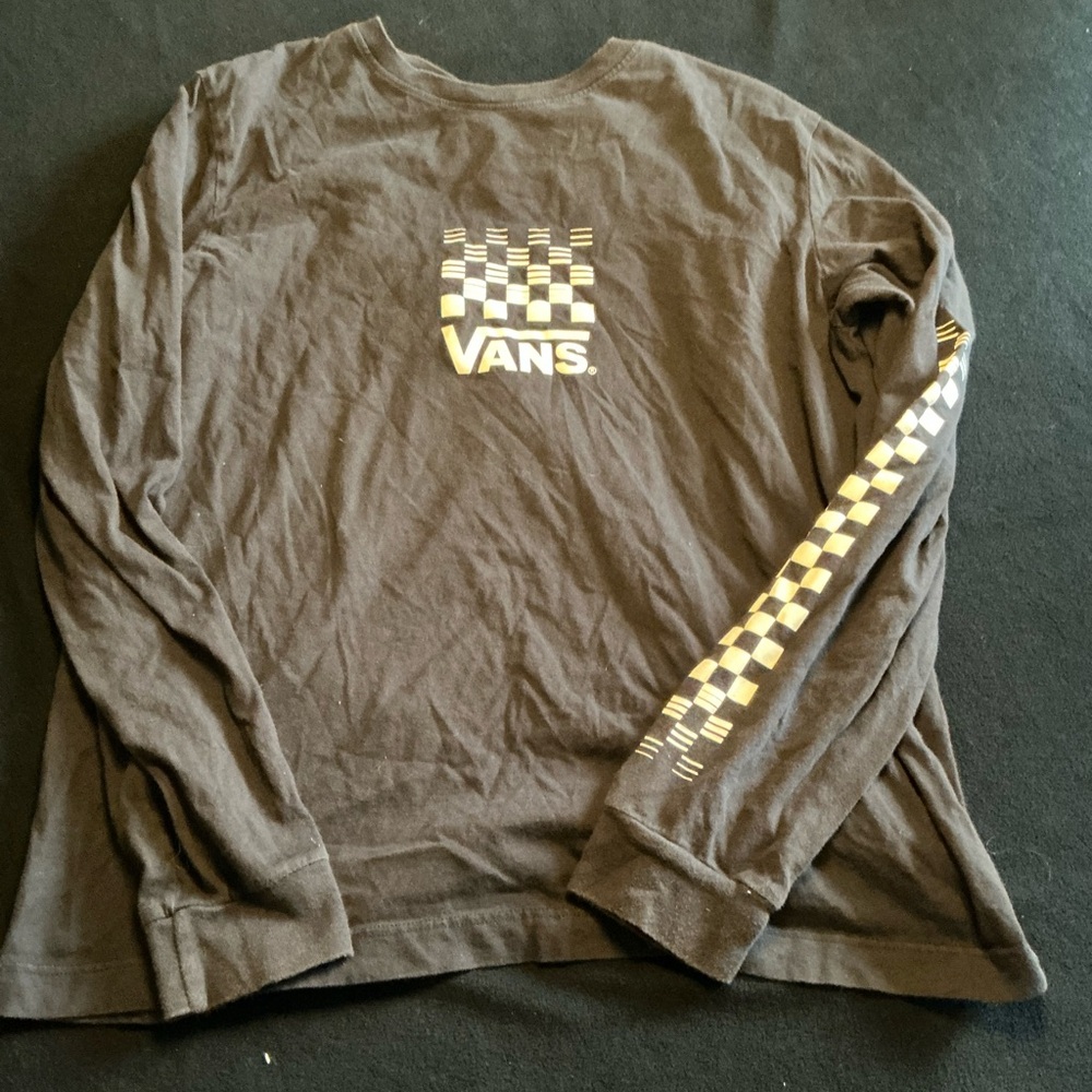 Vans Black Tee with Checkered Logo
